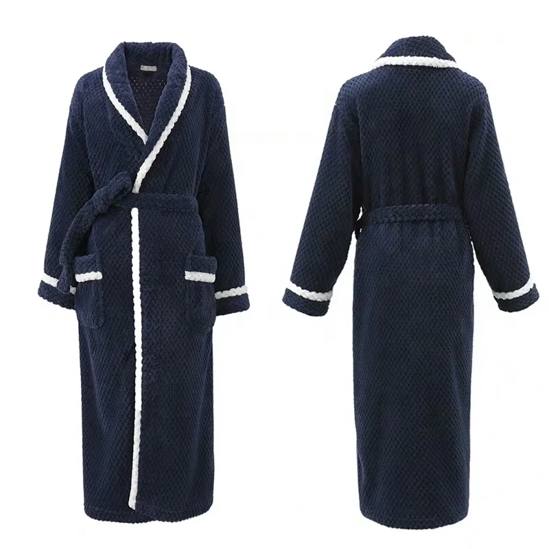 Super Soft Cheap Adults High Quality Soft Bathrobe Jacquard Solid Flannel Fleece Winter Bathrobes For Women