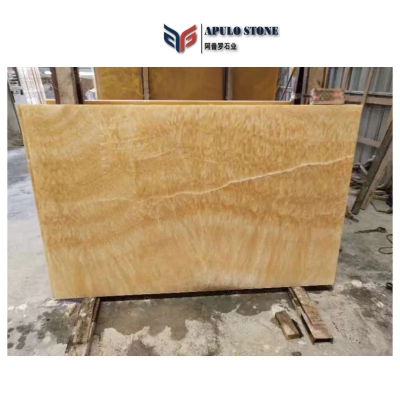 Hot selling China Honey Beige Polished Natural Stone Slab Wall Tile Yellow Onyx Orange Onyx
