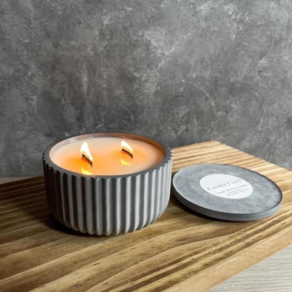 Uobobo Custom 8OZ Hand Made Cement Soy Wax Scented Candle Jar Fragrance Candle Container Holder