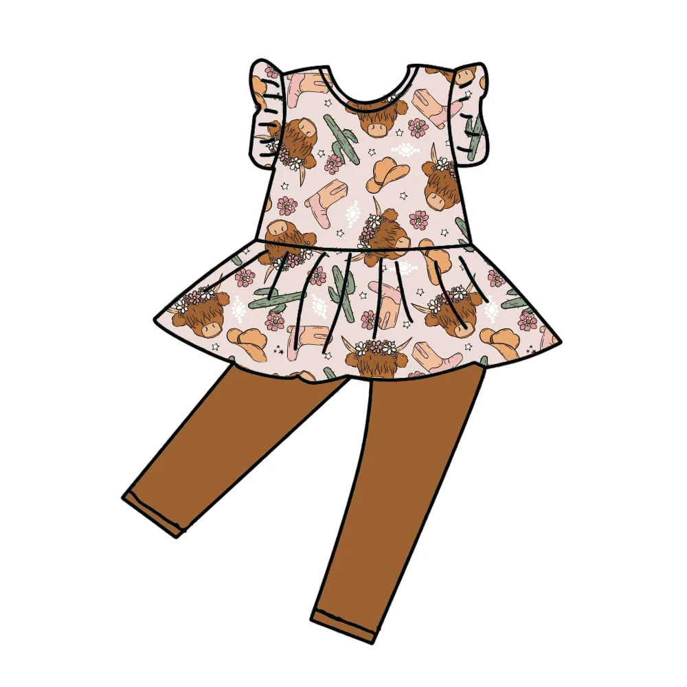 2025 Summer clothes set baby girls 4july bow design peplum t shirt  pants 2pcs outfit fashion girls hot sell clothes