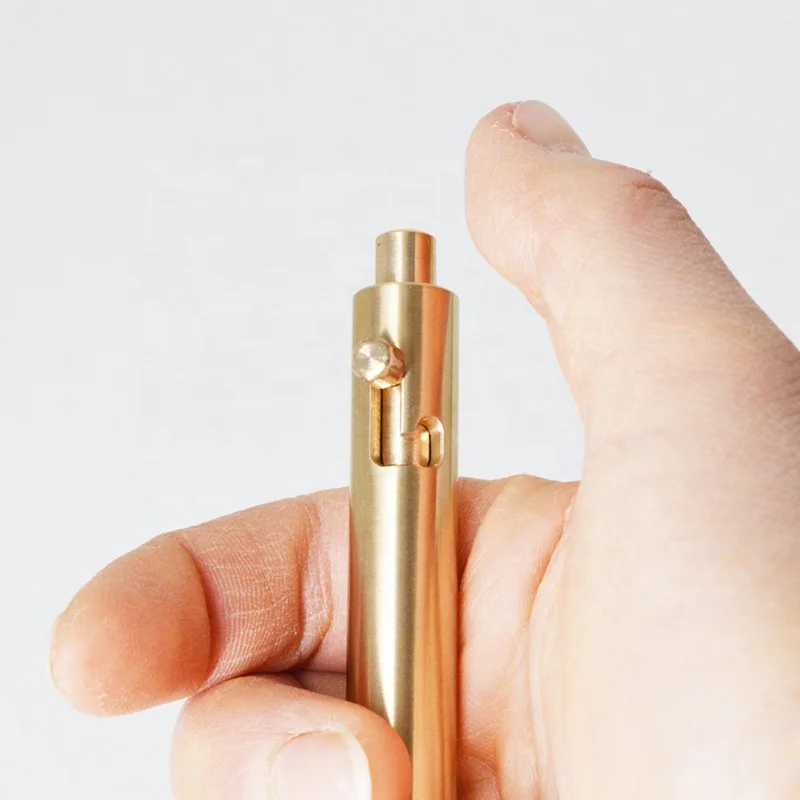 JXT Manufacturer Customized Titanium Bolt Action Tactical Brass Pocket Pen with Non-Slip Grip EDC Office Business Writing Pen