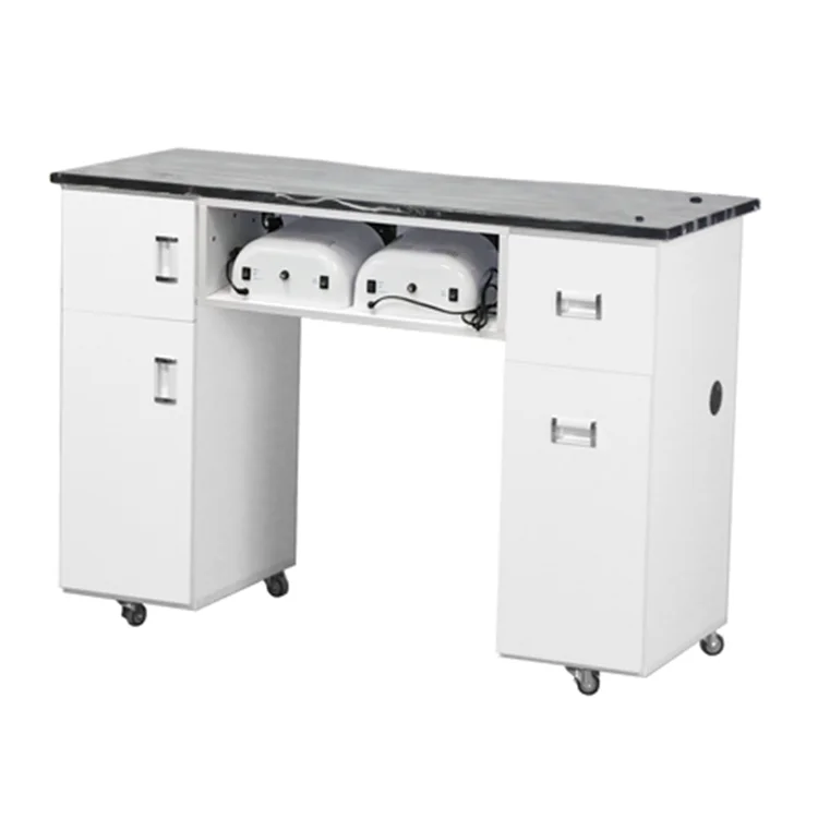 Factory wholesale custom service beauty salon leather black and white manicure table with vents