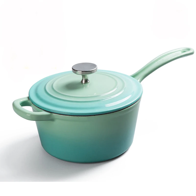 Gradual blue cast iron pan with stainless steel knob