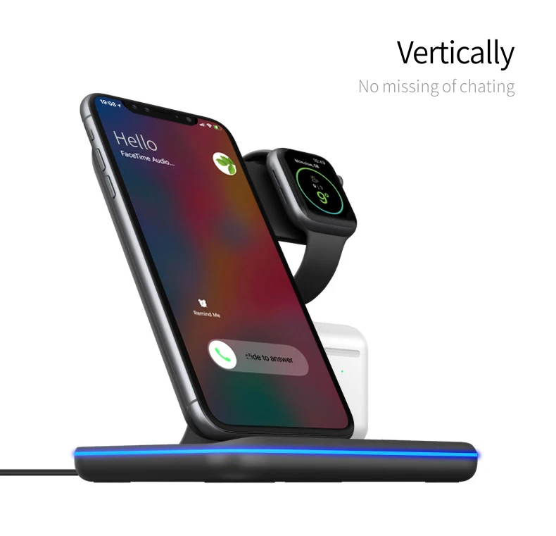 Беспроводное 3в1 зарядное устройство для мобильного телефона iPhone iWatch TWS и Airpod pro Быстрая зарядка 15 Вт