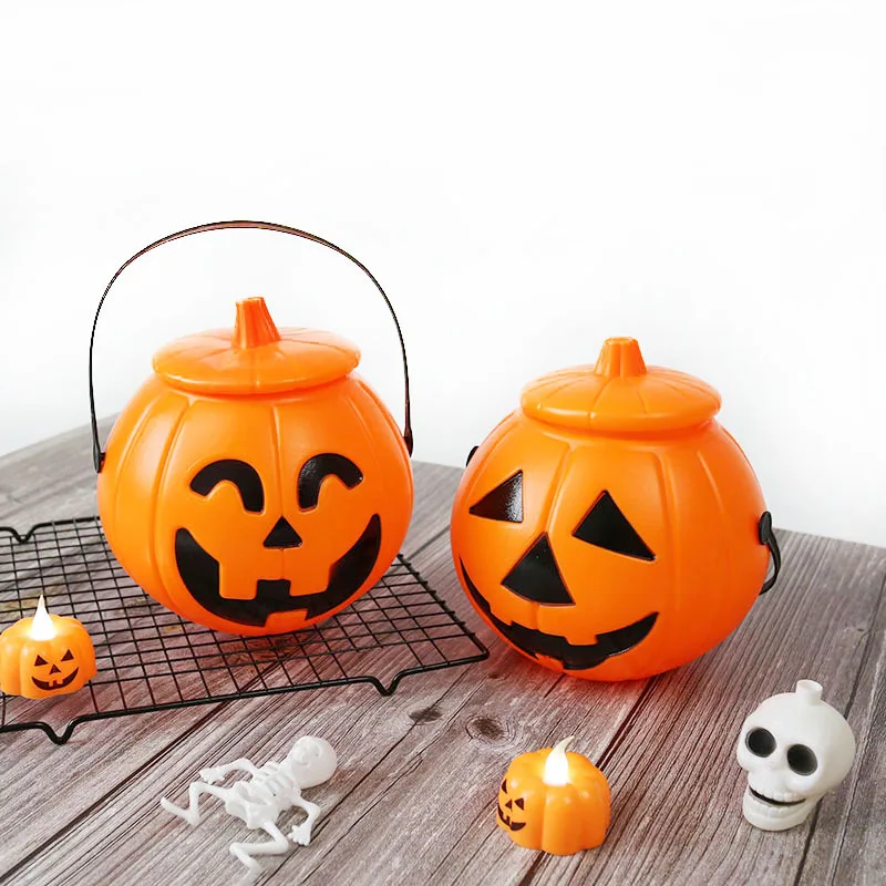 Hot Selling 2023 Party Orange Muti Style Round Bucket Portable Halloween Pumpkin Candy Basket