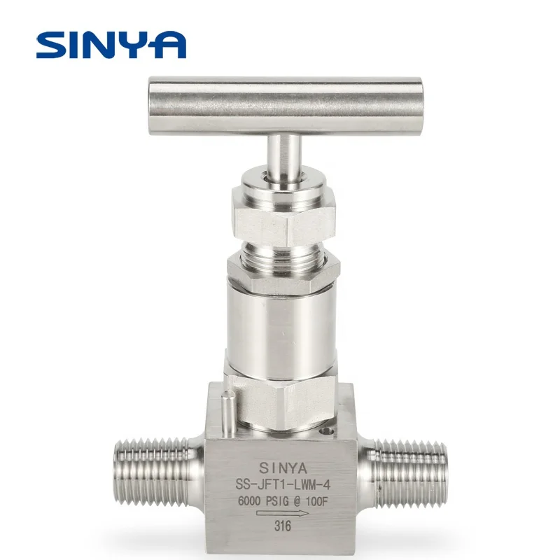 Sinya Stainless Steel Needle Control Valve Female Instrument Needle Valve Black Round Handle Female Straight Needle Valves