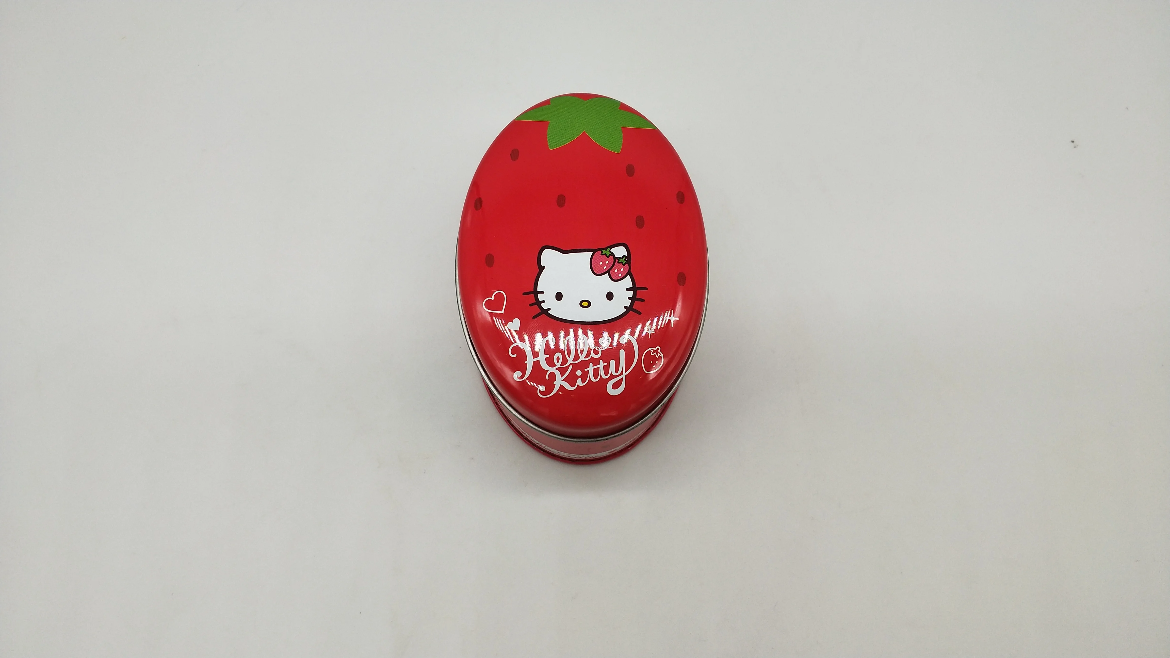  Жестяная коробка с рисунком Hello Kitty маленькая красная овальная жестяная банка в форме клубники для детских