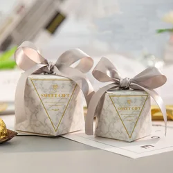 New Europe Hexagon Style Candy Box Wedding Favors Paper Gift Boxes With Ribbon