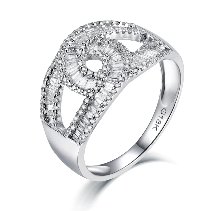 Sunstar Luxury Classic Double C18K White Gold 0.55ct Diamond Ring for women