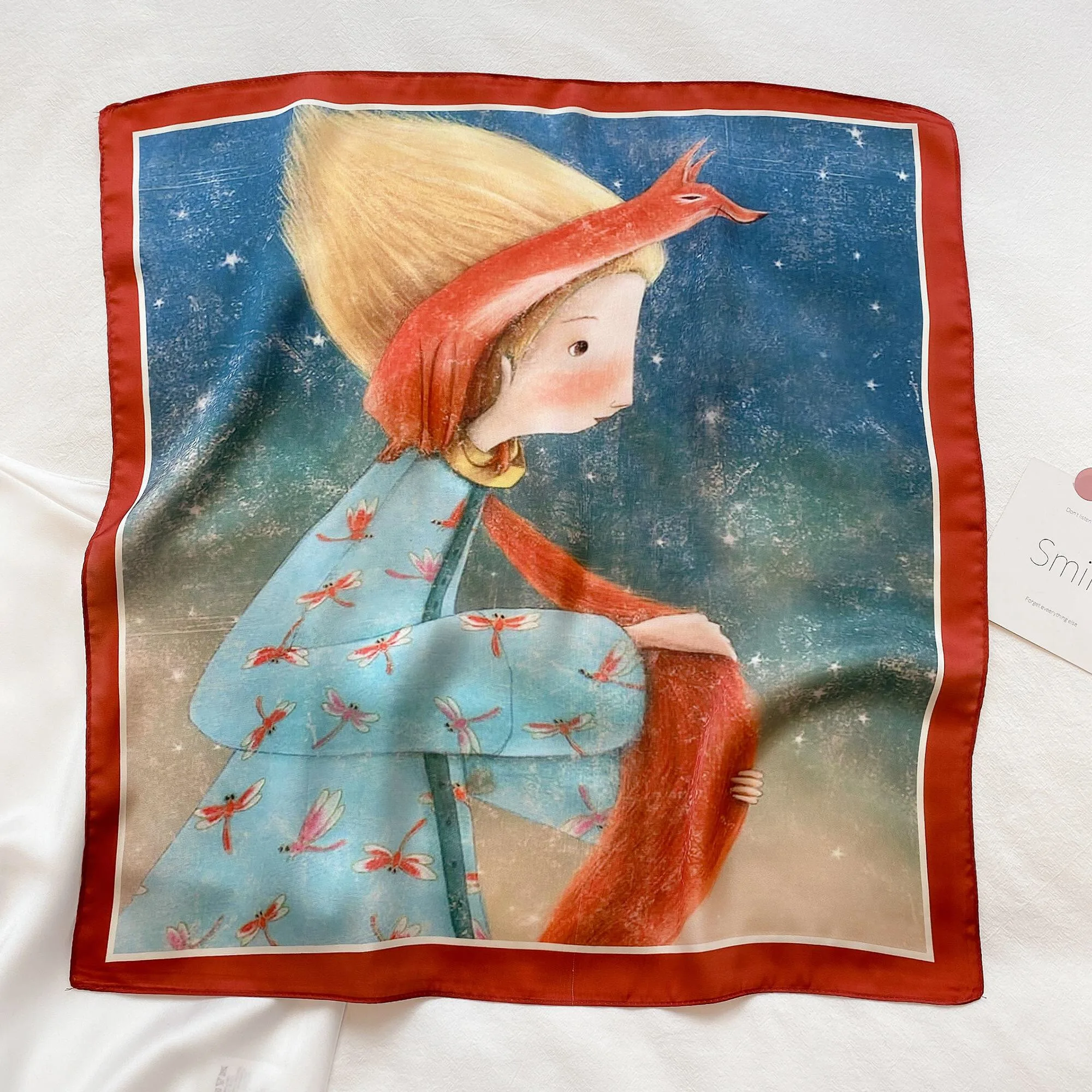 
2021 new design high quality digital printing 55*55cm silk square scarf 