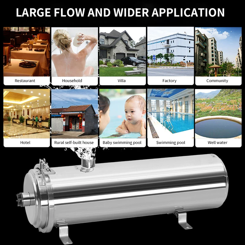 304 Stainless Steel Large Flow Whole House Water Treatment System Pvdf Washable Uf Membrane ultrafiltration Water Filter System