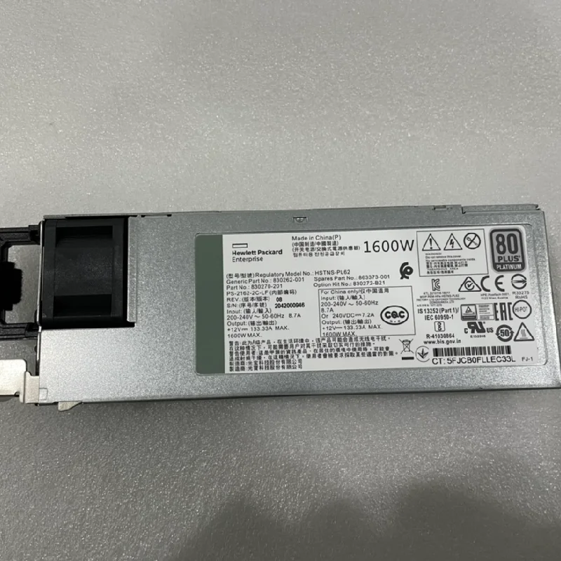 New Arrival 830272-B21 HPE 1600W Flex Slot Platinum Hot Plug Low Halogen Power Supply Kit 863373-001 for HPE Server G9/G10