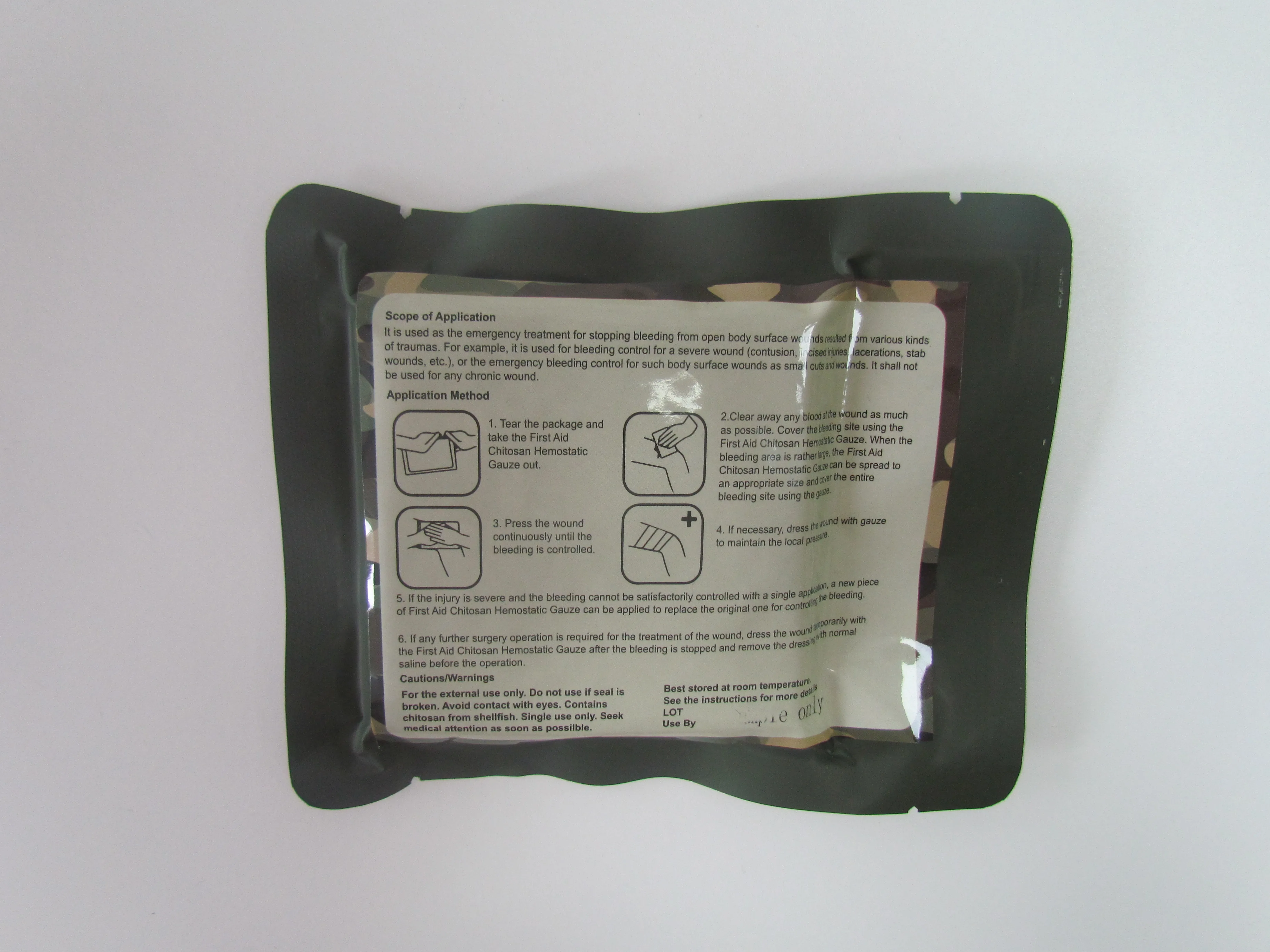 kaoline gemostatic x-ray gauze for emergency bleeding control
