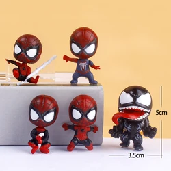 Q version of Spider 5 sets of Venom cartoon peripheral hero model twisted egg doll boys birthday cake decoration