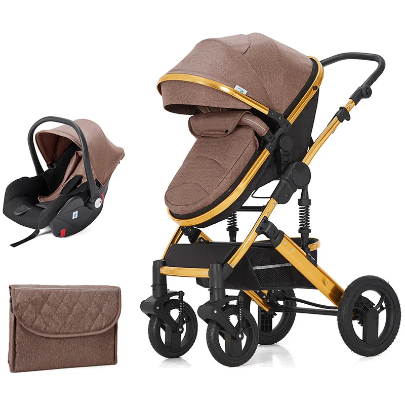 2023 Hot Sale 3 in 1 Baby Stroller with car seat Luxury Travel System big wheels with mommy bag baby poussette