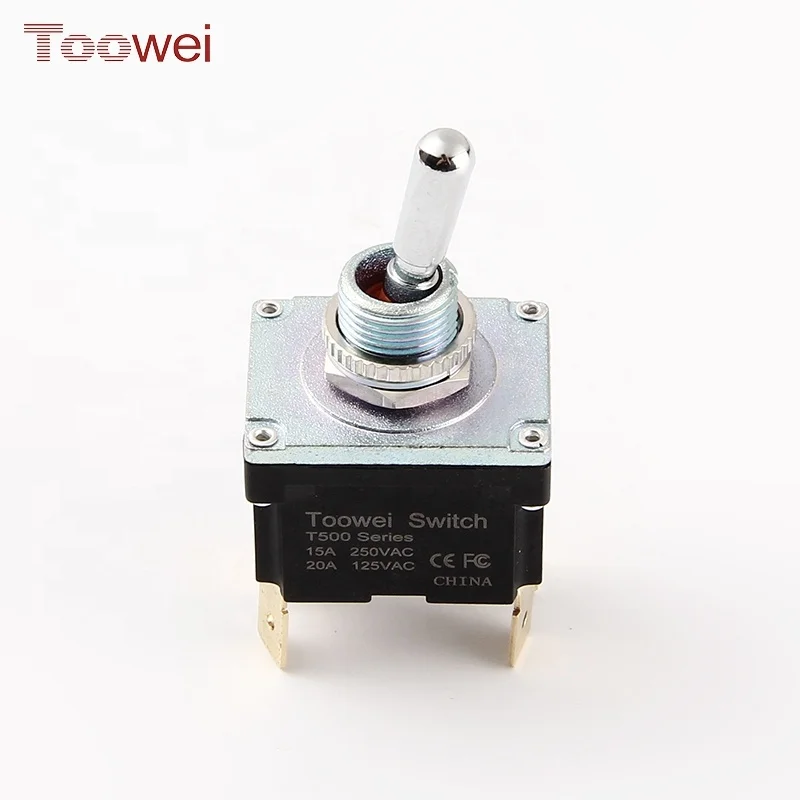 TOOWEI Self-locking Type Double Pole Single Throw Toggle Switch T502AT 15A 250V ON-OFF Tab Terminal