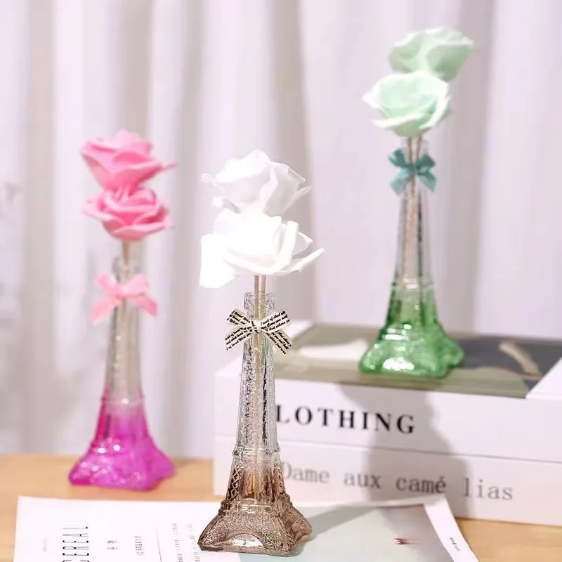 Eiffel Tower shape special reed diffuser bottle glass bottle With cork and rattan