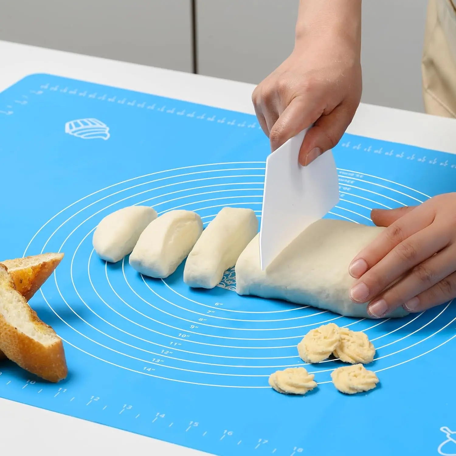 Silicone BPA Free Baking Mat Non-Stick and Non-Slip Rolling Pastry Dough with Measurements for Baking & Pastry Tools