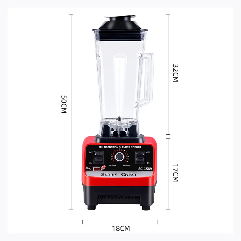 2025 Hot Sell 2 in 1 4500W Kitchen Appliances Silver Crest Heavy Duty Blender Smoothie Juicer Mixer Baby Food Processor Machine