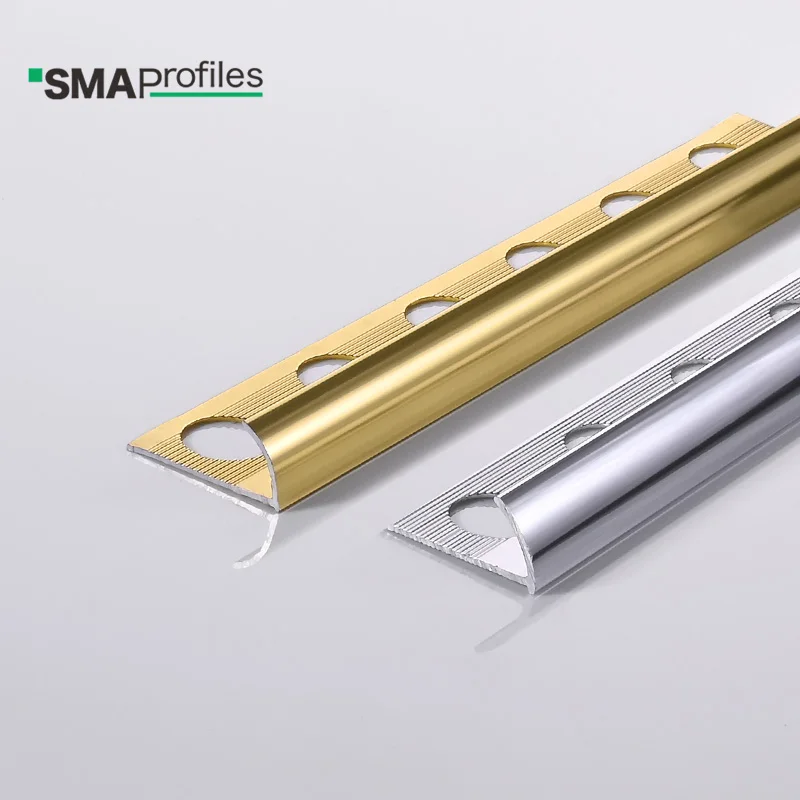 SMAProfiles Wholesale Aluminum Tile Corner Trim Round Shaped Metal Tile Edge Trims For Wall Floor Corner