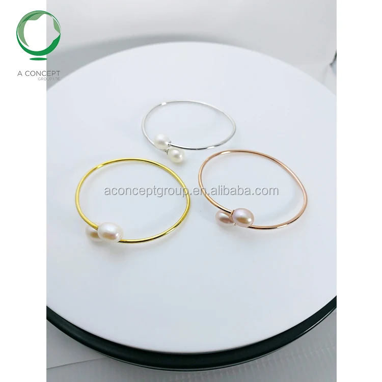 
9MM Fresh Water Pearl 925 Silver Bangle 