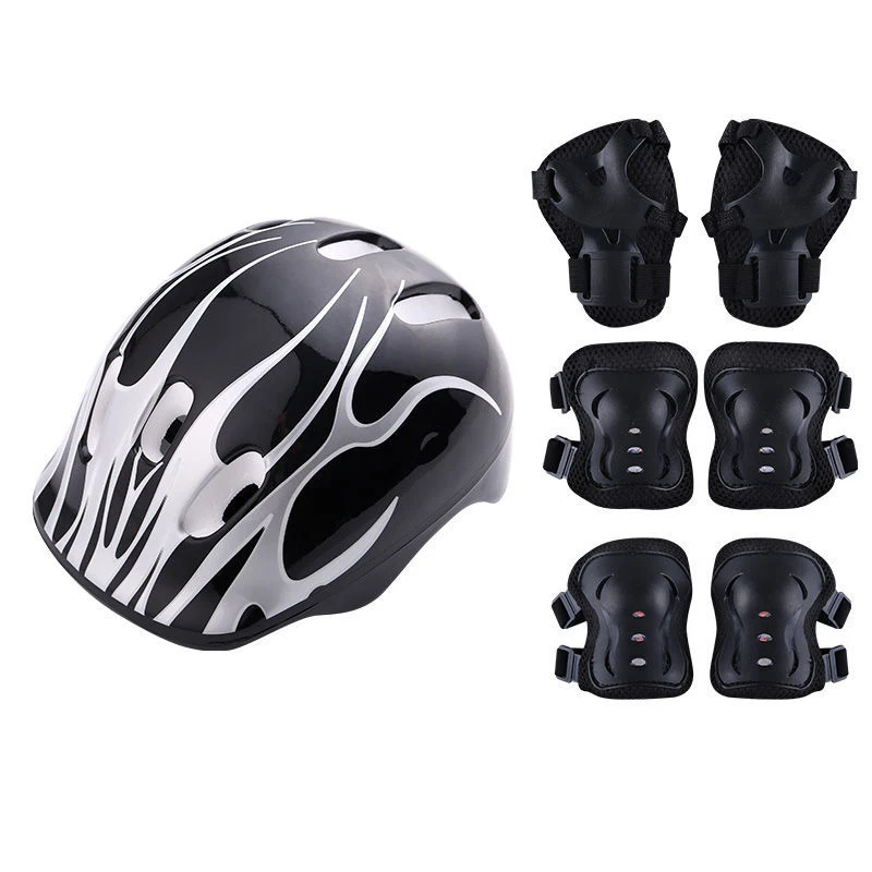 Full Set Children Skating Safety Helmet Protection Shin Knee Pads Guards