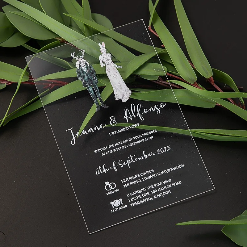 Factory custom selling style weeding acrylic invitation card acrylic floral sheet trifold round acrylic wedding