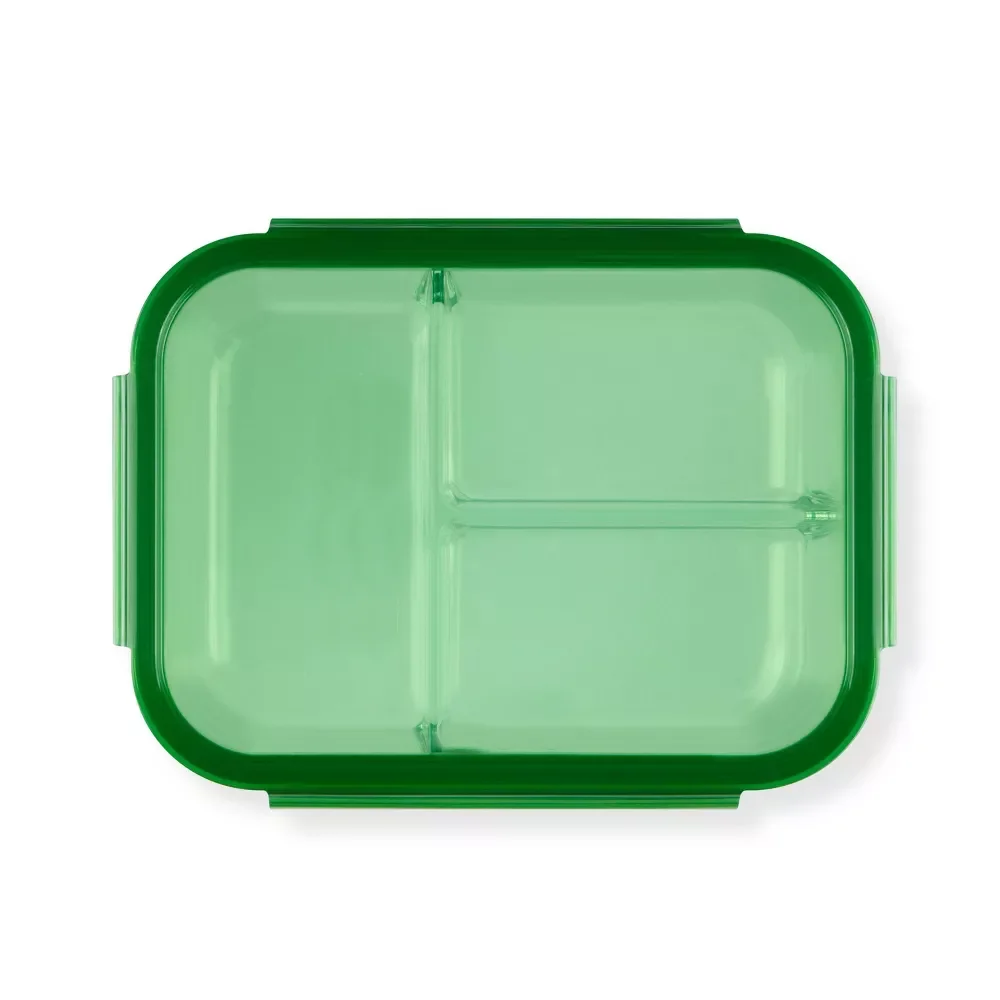 3 Compartment Rectangular Meal Box Glass Food Storage Containers