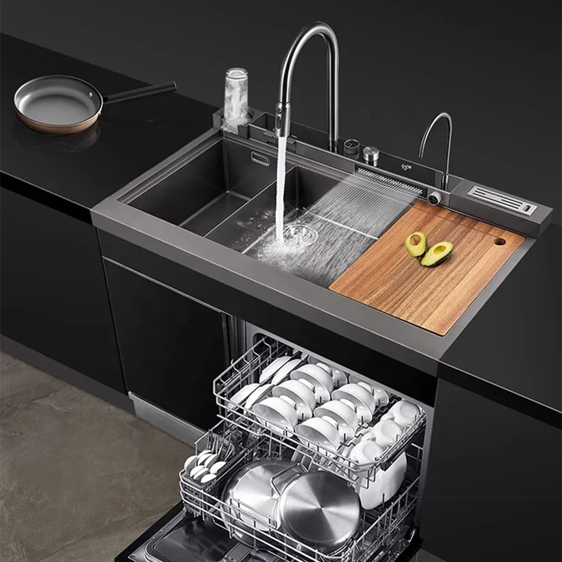Kitchen built in dishwasher machine automatic smart ultrasonic in stainless steel sink dishwashers  for home