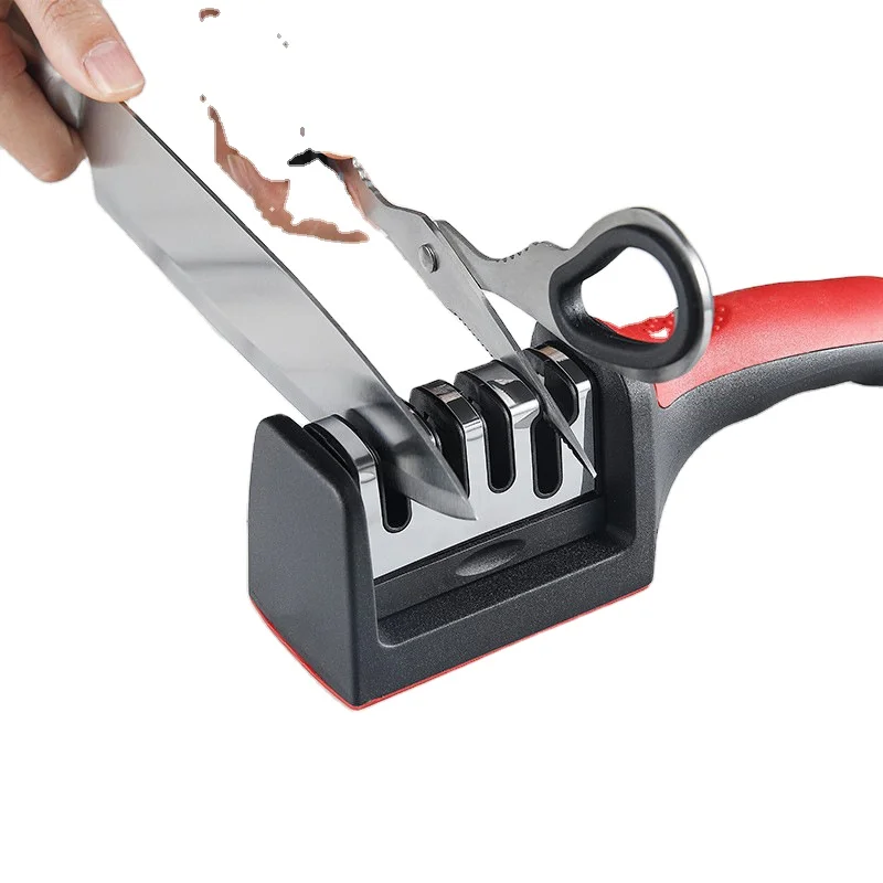 4-Stage Best Knife Sharpener for Hunting, Heavy Duty Diamond Blade Really Works for Ceramic, Steel Knives and Scissors