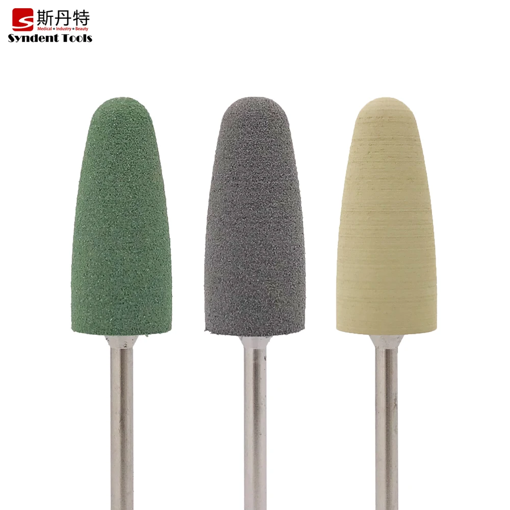 Dental lab podiatry rotary polisher HP silicone rubber bur yellow fine grain