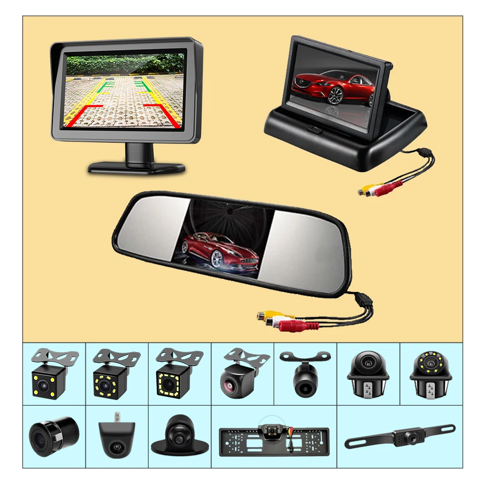 Factory Direct Sale 12v 4 8 12 Led Waterproof Reversing Camera Mini Car Cctv Side Camera Car Reverce Camera with Parking Line