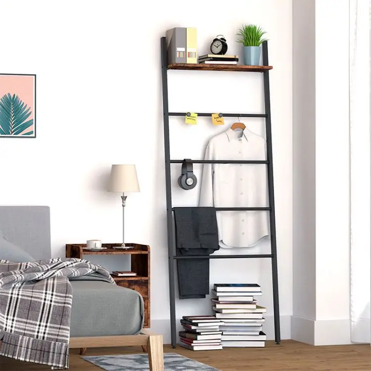 Wholesale Towel Rack Wide Wall Leaning Blanket Ladder Shelf Storage Stand for Bathroom Storage Organizer