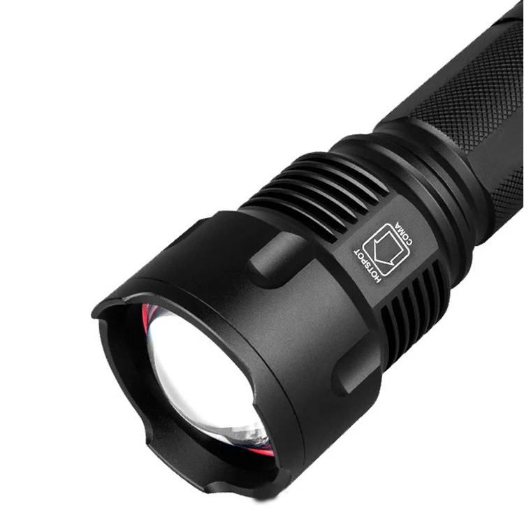 QXMOVING Super Bright Waterproof USB Rechargeable 26650 Battery Zoom Tactical Strobe Laser Logo Flashlight For Hunting
