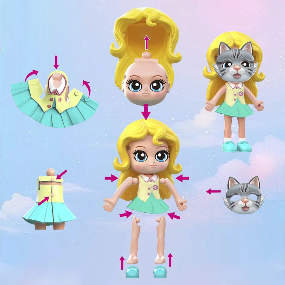 Jinying DIY Lovely fashion girls doll toy 6 styles assembly baby figurine dressing toy with pet mask