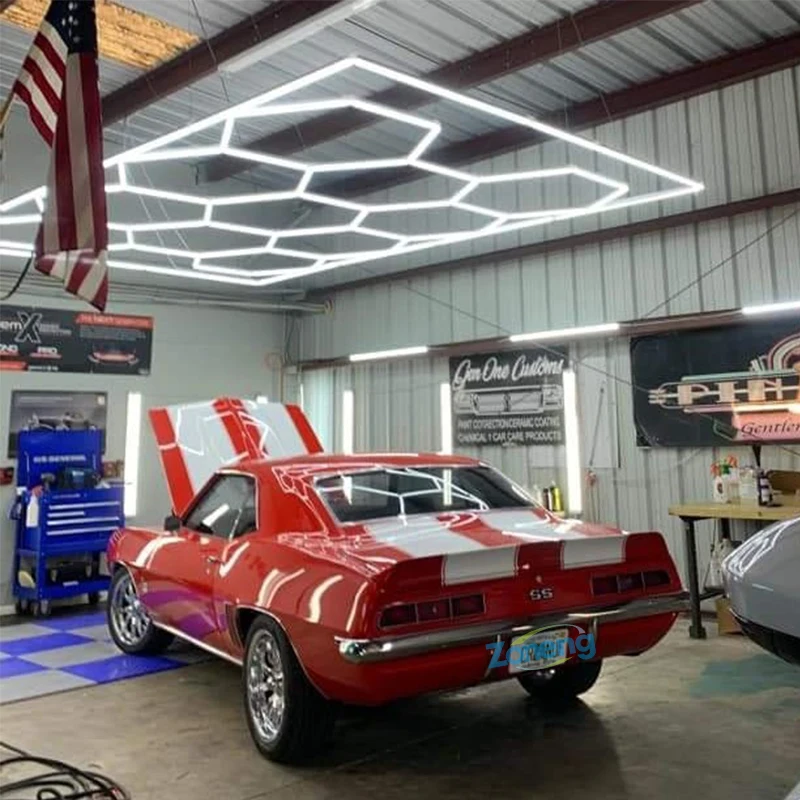 Factory Direct Sales Hexagon Led Detailing Garage Light Luxury Car Repair Lights Workshop