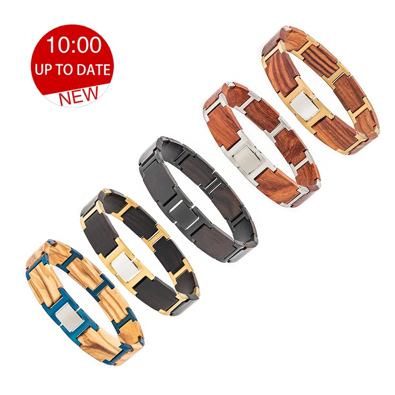 DODO DEER Wood Steel Jewelry Bracelet Customized LOGO Handmade Wooden Bracelet for Women Men