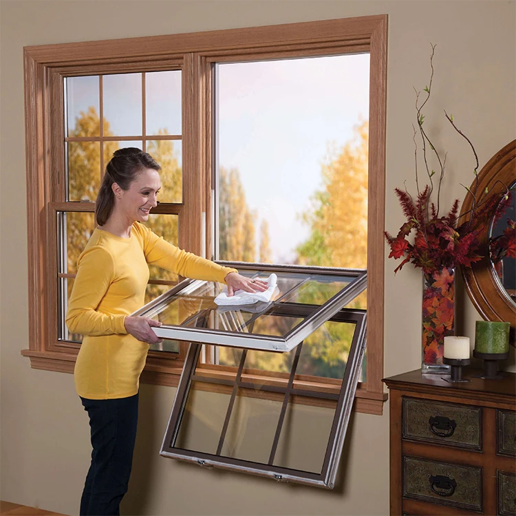 Modern up down slide aluminium windows design custom double hung aluminum glass vertical sliding sash window