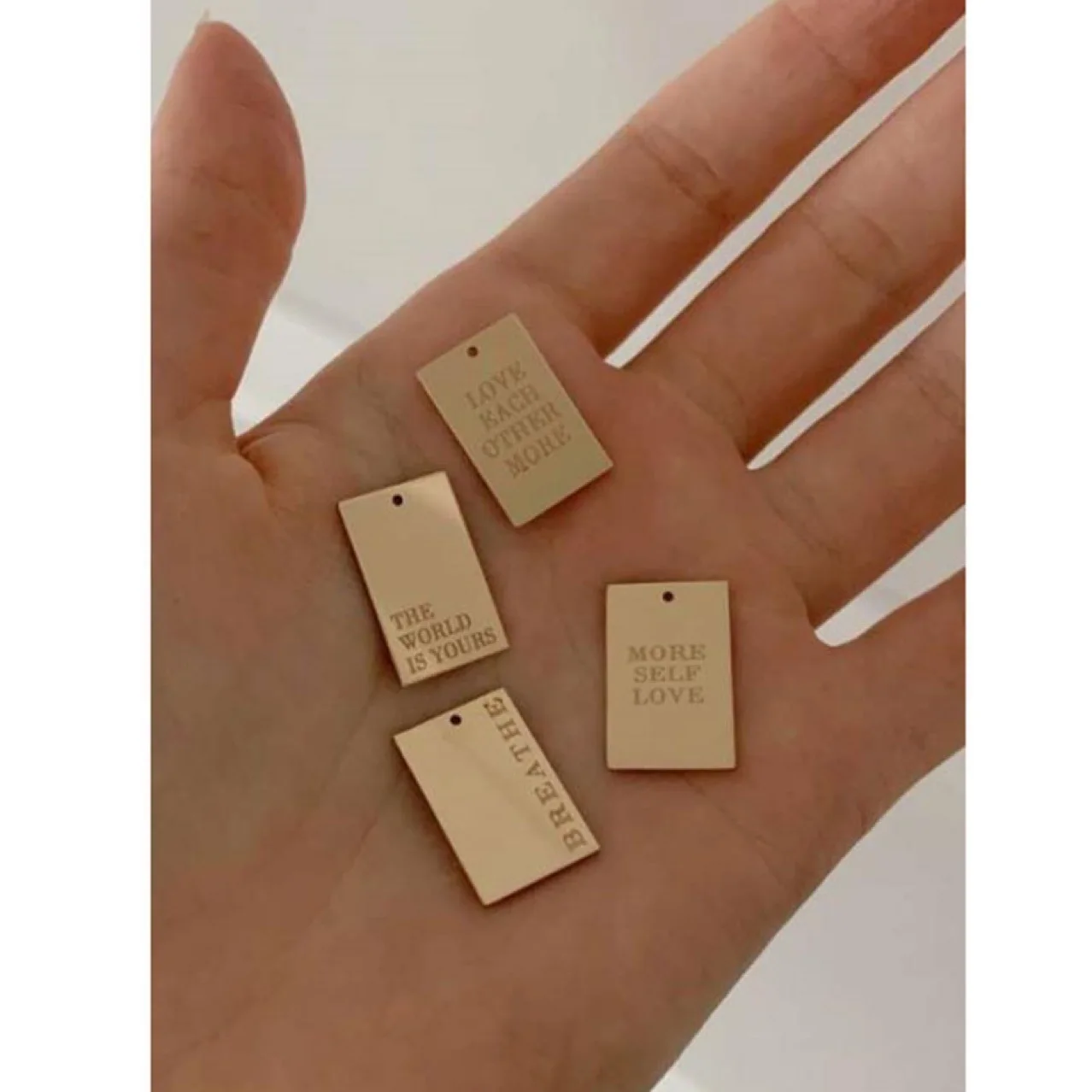Hot Sale 4 Design Motto Engraved Letter Necklace Square Medallion Inspiration Stainless Steel for Women 18K Gold Plated Chains