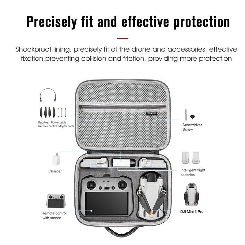 STARTRC Portable Storage Carrying Bag for DJI RC Remote Controller with DJI Mini 3 Pro Accessories