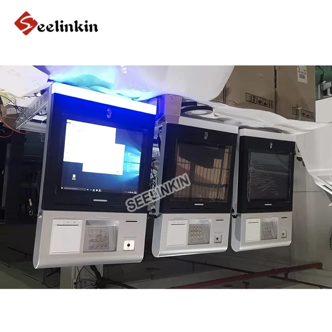 OEM ticket machine supplier computer display cash cashless charging wifi payment terminal stand touch screen wall mounted kiosk