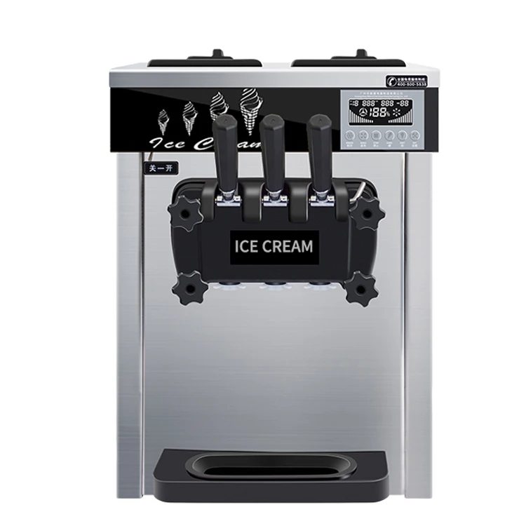 Prices Of Commercial Frozen Yogurt Softy Cram Sundae Automatic 3 Flavor Soft Serve Ice Cream Maker Machine With Air Pump