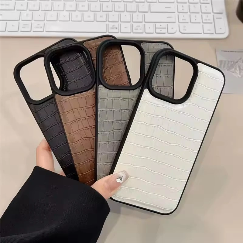 Crocodile Skin Pattern For iPhone 15 Pro Max Phone Case For iPhone 14 13 12 11 Retro Personalized Trendy Phone Leather Cover