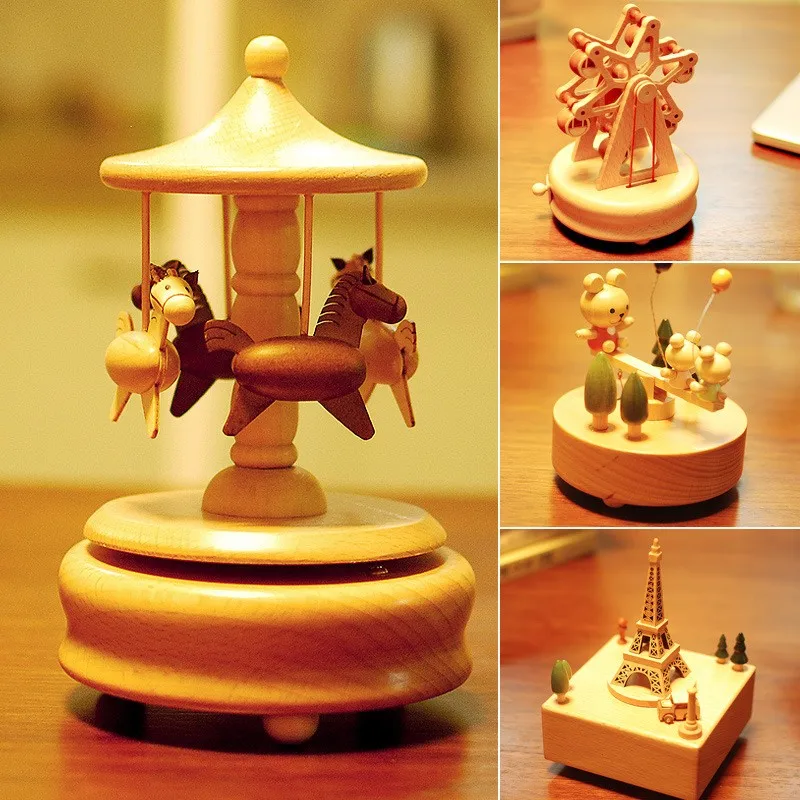 Mumoni Classical 18 tones Merry-go-round horse musical box perfect home decor gift Carousel music box for friends