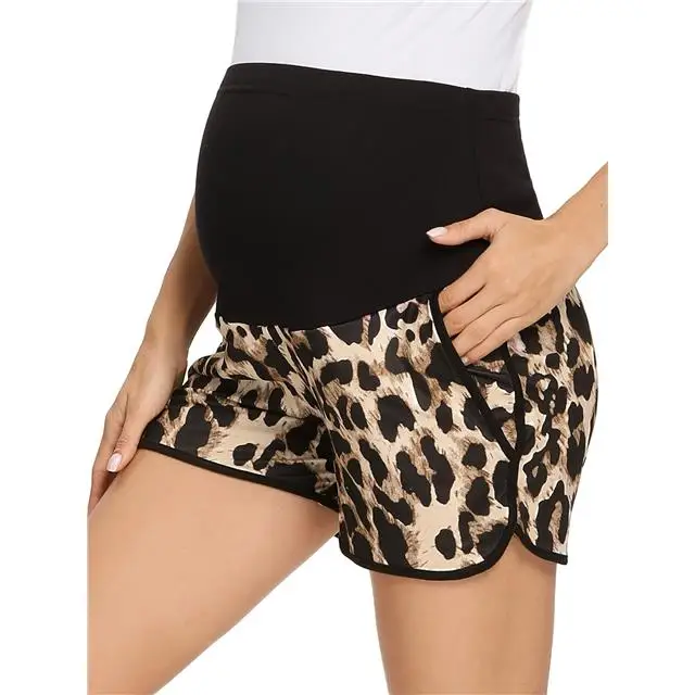 Высококачественные шорты для беременных леопардовые тренировочные шорты для беременных с карманами