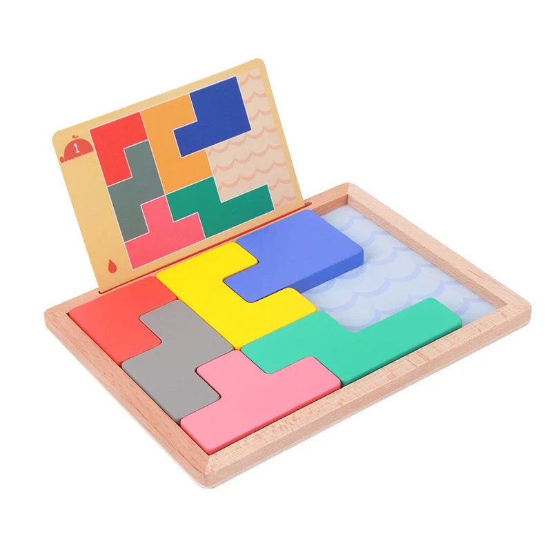 Wooden Montessori Jigsaw Puzzle Toys Games Board Baby Educational Color Matching Blocks Logic Activities Toy