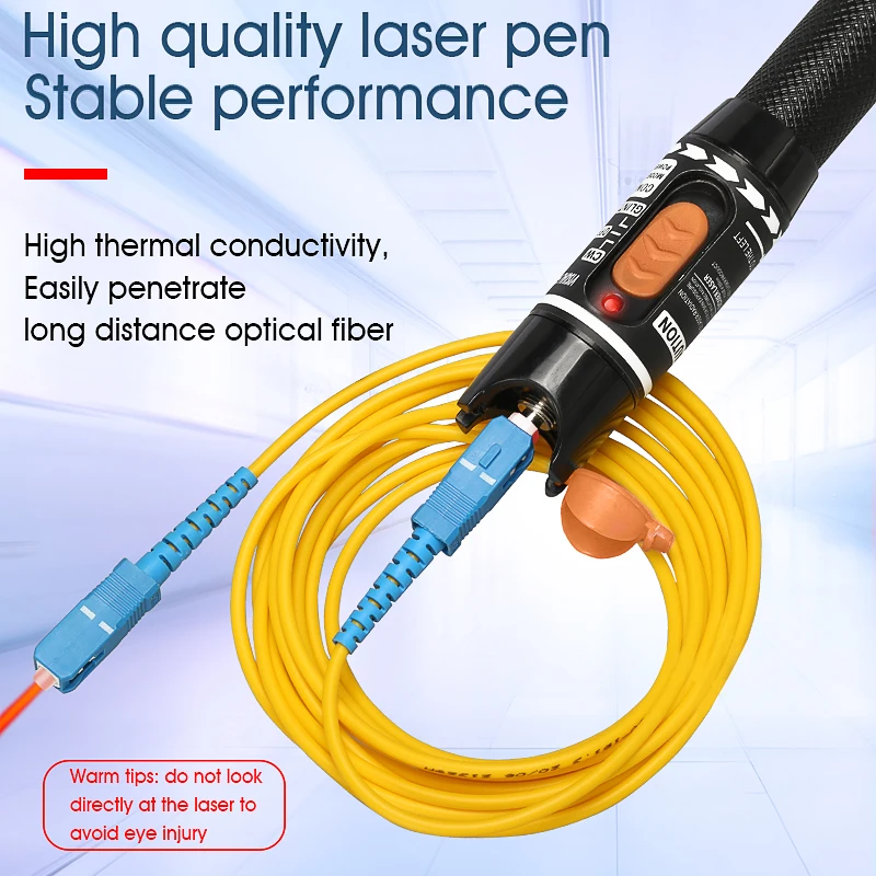 VLF Laser 10MW Visual Fault Locator, Fiber Optic Cable Tester 5-50km Range VFL can choose LC adapter
