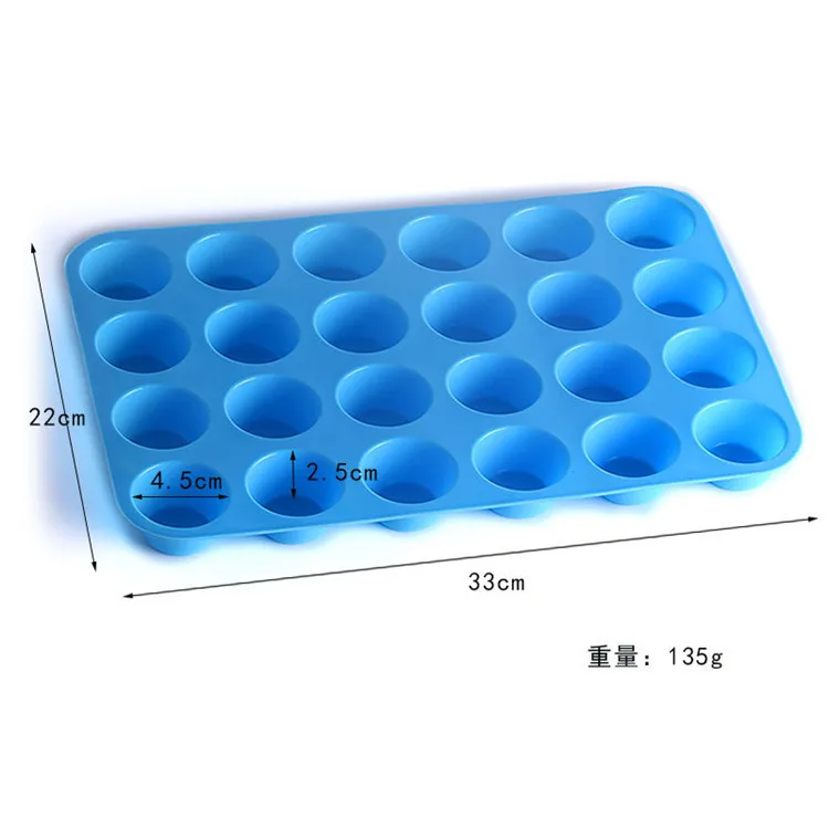 Wholesale Custom Silicone Cupcake Soap Mold Nonstick 24 Cups Round Muffin Pan Cup Cake Tray Baking Mold Silicone Mold for Baking