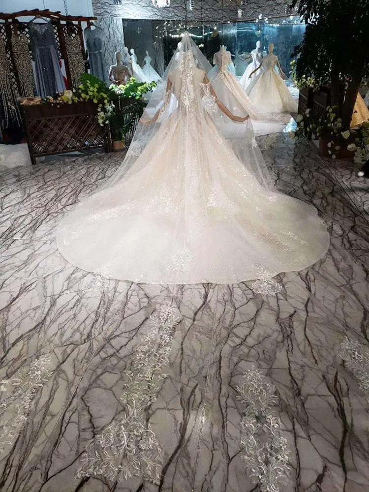 LS11503 Jancember sexy pattern applique beaded long train wedding gown dress bridal