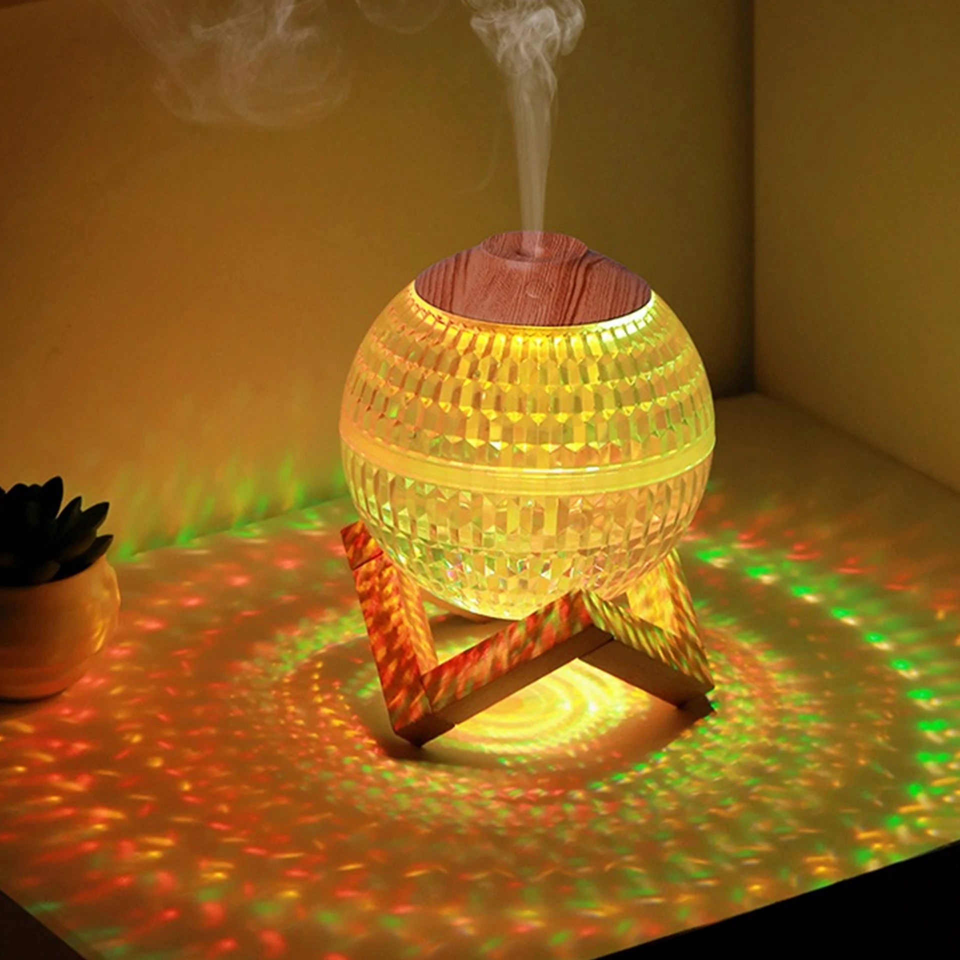 Custom gift  portable crystal ball ultrasonic humidifier 7 color LED lights USB plug-in water mist aromatherapy humidifier